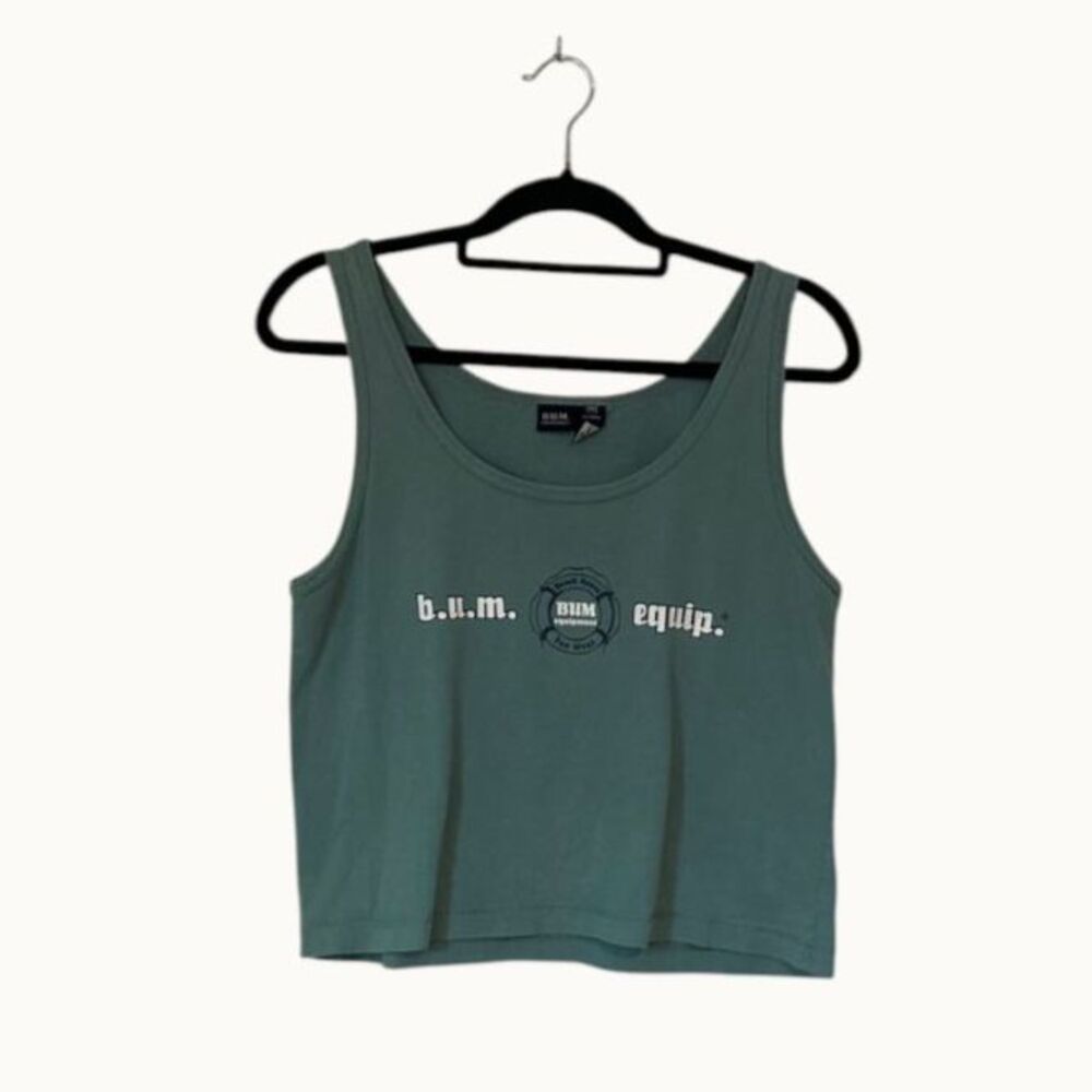 BUM Equipment Teal Cropped Logo Tank Top Size M